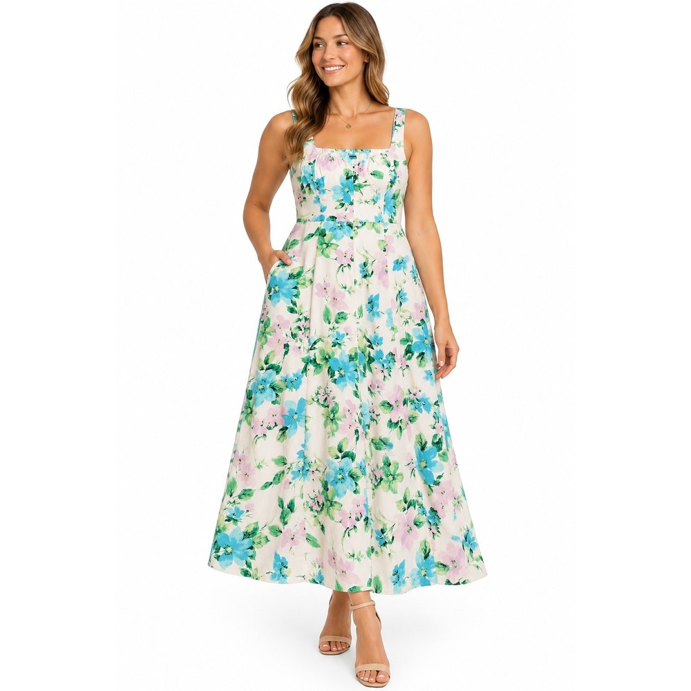 New Old Navy Womens Floral Maxi Dress Size Large Strappy Pockets Summer Brunch
